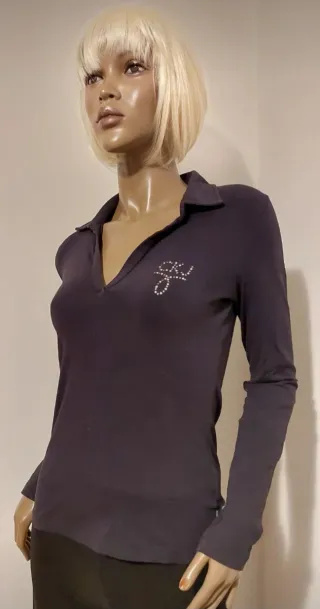 Maglietta CK Jeans grigia con strass