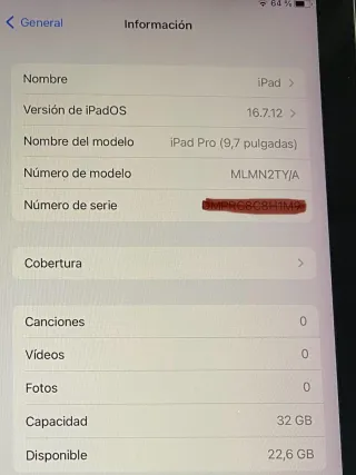 iPad Pro 9.7 1ª Gen 32GB Plata