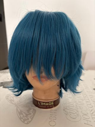 Peluca corta azul verdoso cosplay