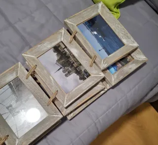 Marco 5 fotos colgante madera rústica