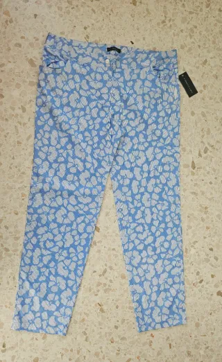 Pantalón Lola Candela floral azul blanco 54 brillo