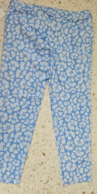 Pantalón Lola Candela floral azul blanco 54 brillo