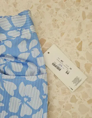 Pantalón Lola Candela floral azul blanco 54 brillo