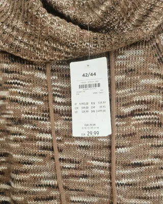 Jersey punto cuello alto talla XL marrón