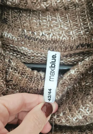 Jersey punto cuello alto talla XL marrón