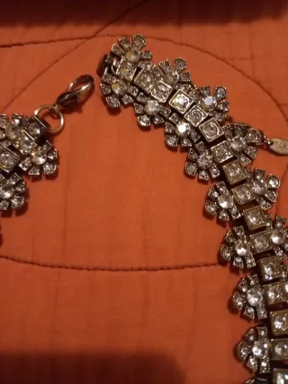 Collar fiesta brillantitos plata y turquesa