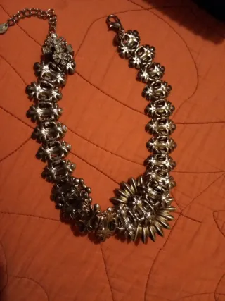 Collar fiesta brillantitos plata y turquesa