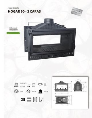 Estufa de Leña Hogar 90  de 2 Caras CAST1007