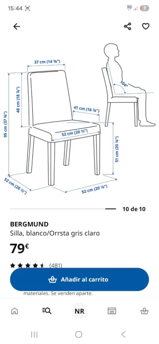 Conjunto mesa y sillas comedor IKEA Ekedalen