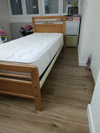 Cama con somier de lamas 80x180