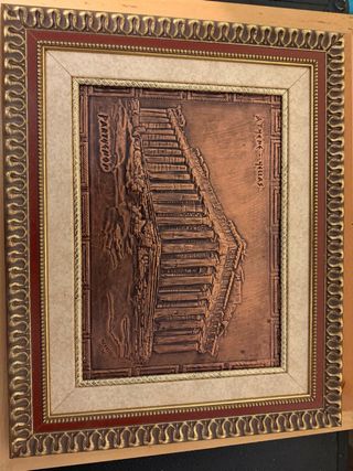 Cuadro relieve Partenón Atenas metal madera