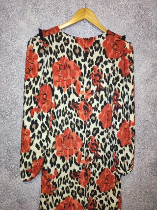 Vestido estampado animal print y flores Talla S