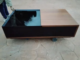 Mesa centro elevable cristal y madera