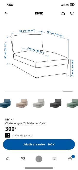 Chaiselongue KIVIK Ikea gris
