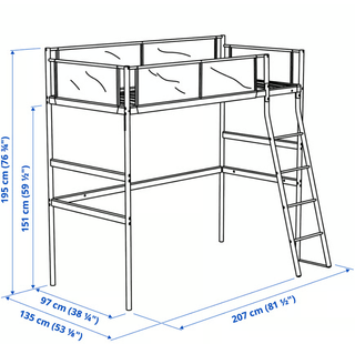 Cama alta IKEA VITVAL blanca 90x200
