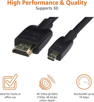 Amazon Basics - Cable Micro HDMI a HDMI, flexible, de 1.8 m