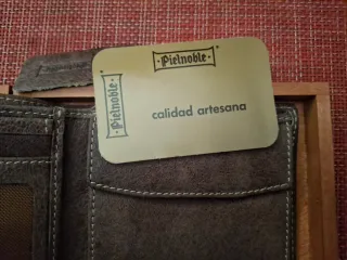 Billetera Piel Noble Hombre Gris