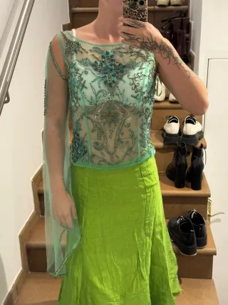 Top Joya Bordado Verde Agua Talla XL