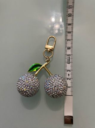 Portachiavi Ciliegie Strass Dorato Argentato