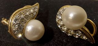 Pendientes vintage oro 18k, + 12 diamantes + perla