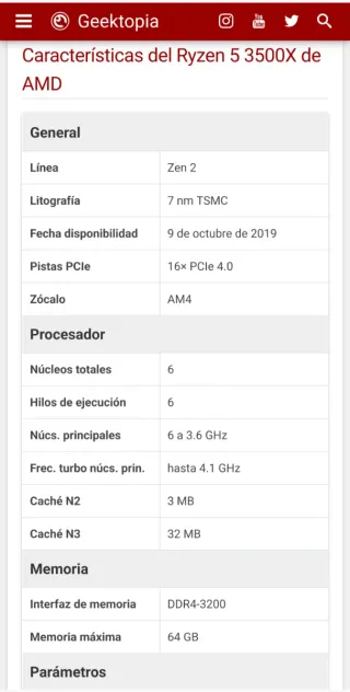 AMD Ryzen 5 3500X Procesador