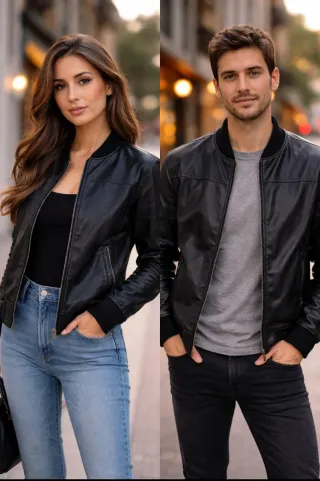 Chaqueta Bomber Unisex Negra y Azul