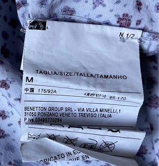 Camisa hombre Benetton Estampada Talla M. Algodón