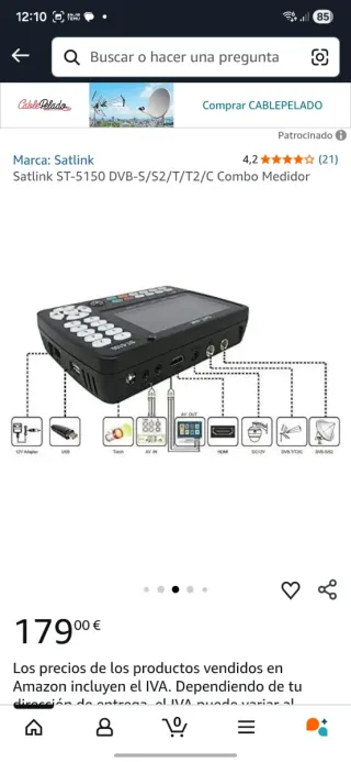 Medidor Satlink ST-5150 DVB-S/S2/T/T2/C