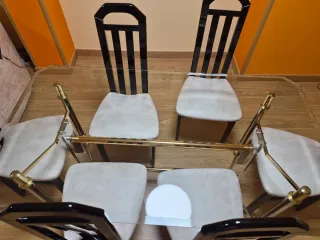 Juego de 2 mesas de centro cristal y metal dorado