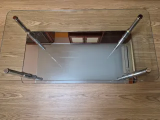 Juego de 2 mesas de centro cristal y metal dorado