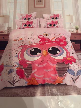 Juego de sábanas infantil búho rosa,Nuevo,algodón
