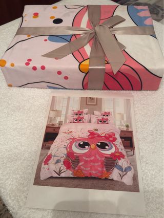 Juego de sábanas infantil búho rosa,Nuevo,algodón
