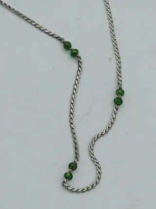 Cavigliera argento 925 con perline verdi