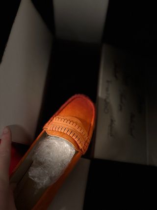 Mocasines de ante naranja mujer