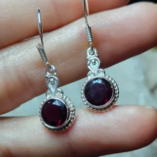 Pendientes Plata 925 con Piedra Roja