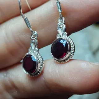 Pendientes Plata 925 con Piedra Roja