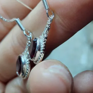 Pendientes Plata 925 con Piedra Roja