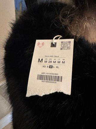 Abrigo Efecto Pelo Zara Negro Talla M