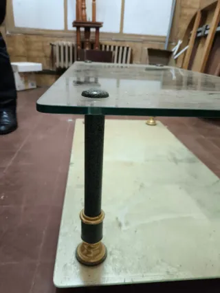 Mesa de centro cristal y metal