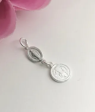 Minis Medallas Dobles Plata Ley 925