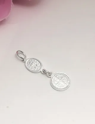 Minis Medallas Dobles Plata Ley 925