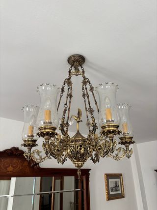 Lámparas de bronce y cristal tallado