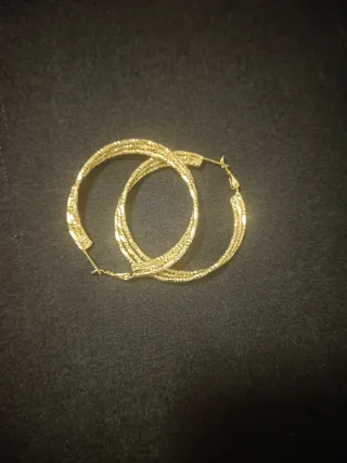 Pendientes Aro Dorados Trenzados oro laminado 14k