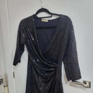Vestido fiesta lentejuelas negro talla única