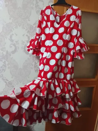 Vestido Flamenca Lunares Rojo y Blanco