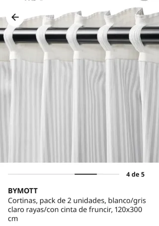 Cortinas BYMOTT Ikea Rayas Blanco/Gris