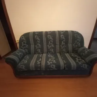 Sofá de 3 plazas tela y madera