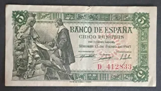 Billete 5 Pesetas España Banco de España