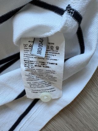 Polo Trussardi blanco con rayas azules