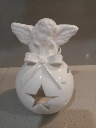 Porta candela angelo bianco porcellana